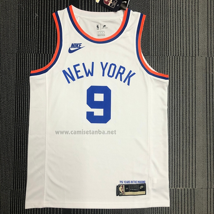 Camiseta New York Knicks RJ Barrett #9 75th Anniversary Blanco
